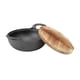thumbnail image 1 of Cast Iron Wok with 2 Handle Wooden Lid Frying Pan with Flat Base Uncoated for Stir Fry Grill Steam Authentic Asian Chinese Food 20cm / 7.9in, 1 of 4