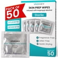 thumbnail image 1 of Vivecare Skin Prep Wipes (50 Count) – Sterile Protective Skin Barrier & Alcohol Wipes for Adhesive – Medical Skin Prep Pads to Create Barrier Film between Skin & Attachment - For Ostomy, IV & Adhesive, 1 of 8