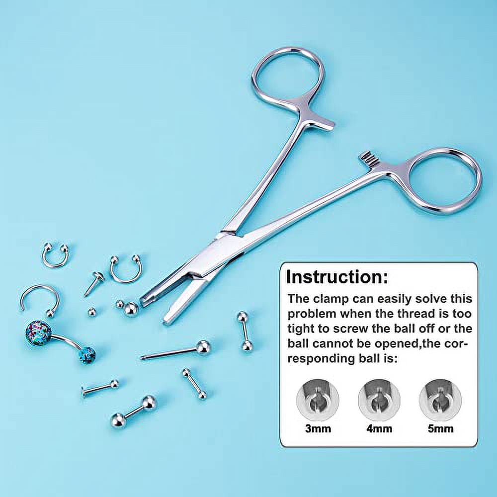 JIESIBAO Piercing Ball Removal Tool,5mm Jaw Stainless Steel Piercing  Holding Tools Ball Unscrew and Screw Dermal Anchor Forceps for Dermal Tops  Pliers