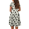 thumbnail image 5 of SCRAWLGOD Dog Paw Print Dress Women Casual Summer Dresses Midi Length with Sleeves Elastic Women's Summer Short Sleeve A-Line Midi Dresses with Wide Neck for Vacations Size S, 5 of 7