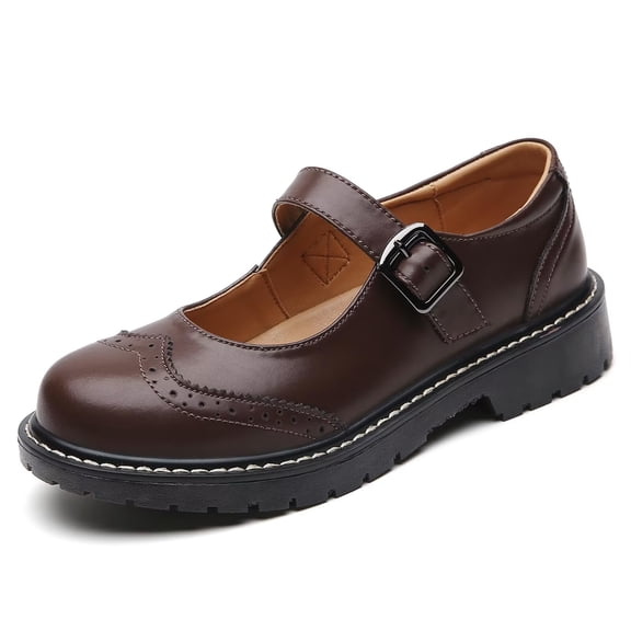 Cyiecw Mary Jane Shoes Women Mary Janes Flats Ladies Oxford Shoes for Women Comfort Leather Round Toe Non-Slip Dressy Casual Cute Girls School Work Shoes