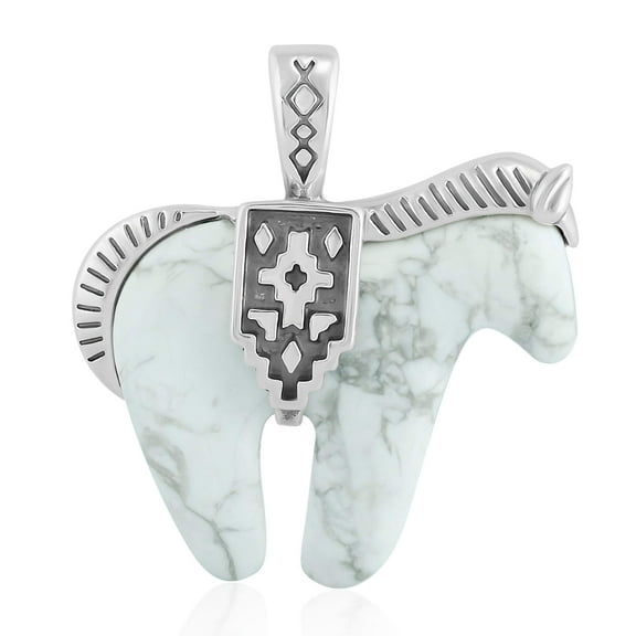 Sterling Silver White Howlite Spirit Horse Pendant Enhancer