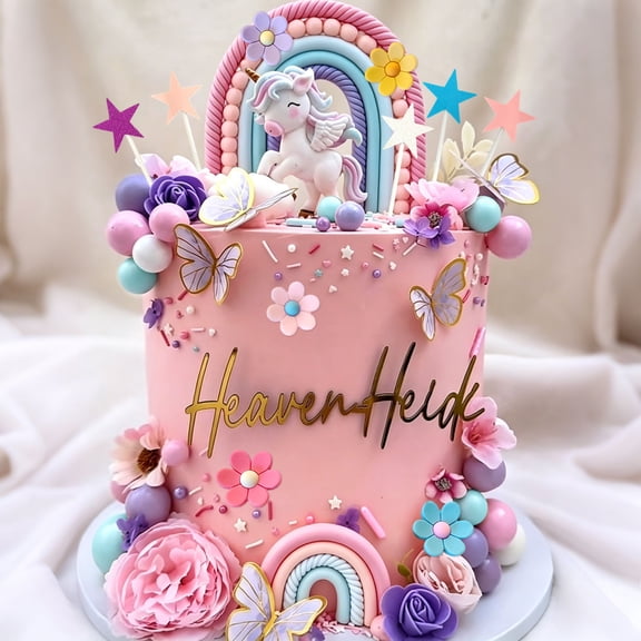 Dreamy Pegasus Unicorn Cake Decoration Set - Fantasy Party Toppers & Whimsical Themed Decor