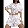 thumbnail image 1 of Conjunto de Pijama Estampado para Mujer: Jersey de Corta y Pantalón Corto Rojo L, 1 of 8
