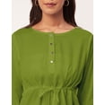 thumbnail image 4 of Moomaya Solid Tie-Up Tops For Women, Quarter Sleeves Round Neck Casual Viscose Top, 4 of 6