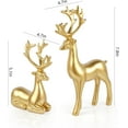 thumbnail image 2 of 2 Pack Christmas Reindeer Figurines Deer Statues Elk Sculpture Deer Ornaments for Living Figurine Statues TV Cabinet Home Office Christmas Decoration (Golden), 2 of 14