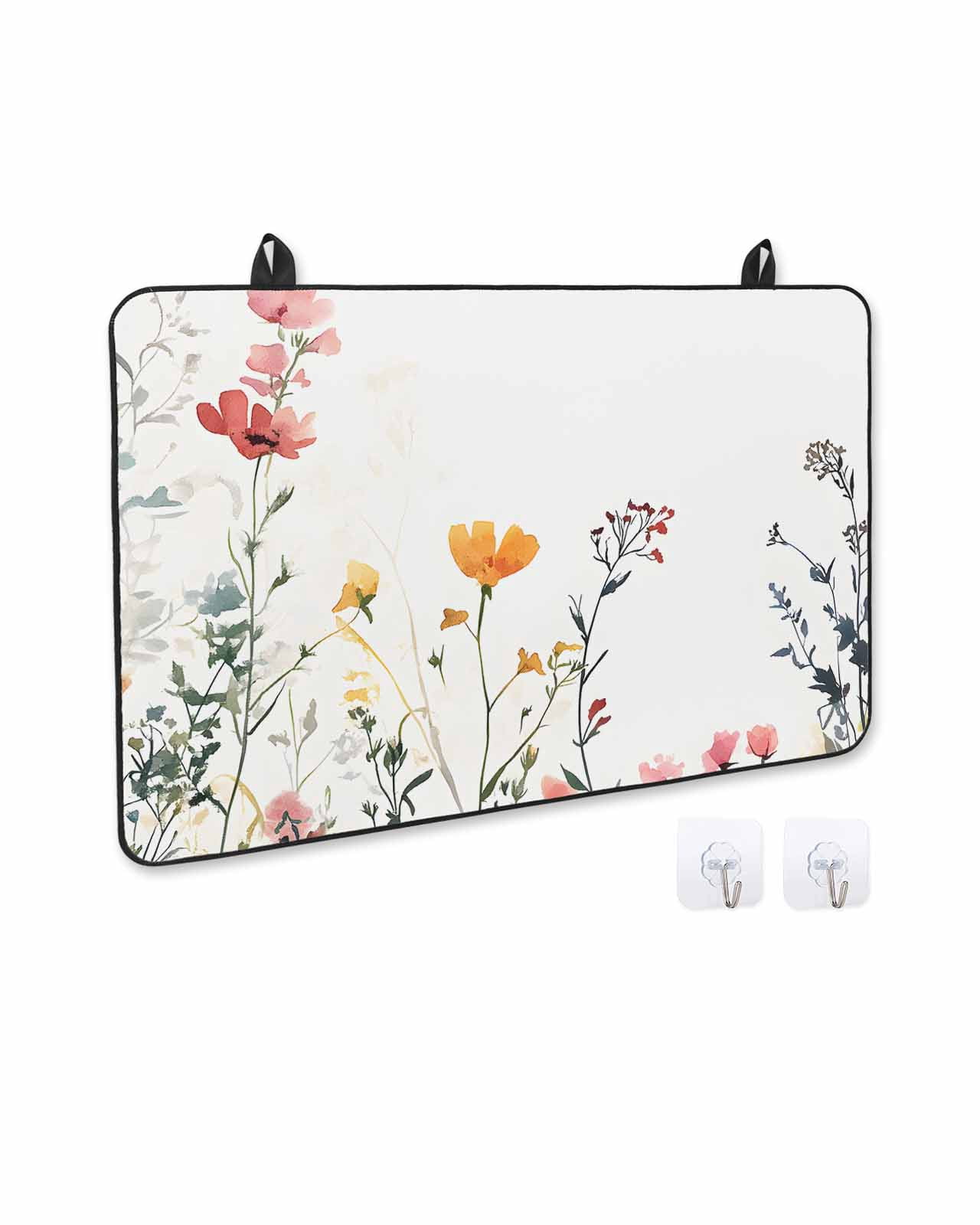 nqOlkjepod Large Induction Cooktop Protector Mat 24"x21", Spring Floral Stove Top Covers for Electric Stove, Botanical Summer Flower Decorative Stove Burner Cover Mats, Glass Top Stove Cover