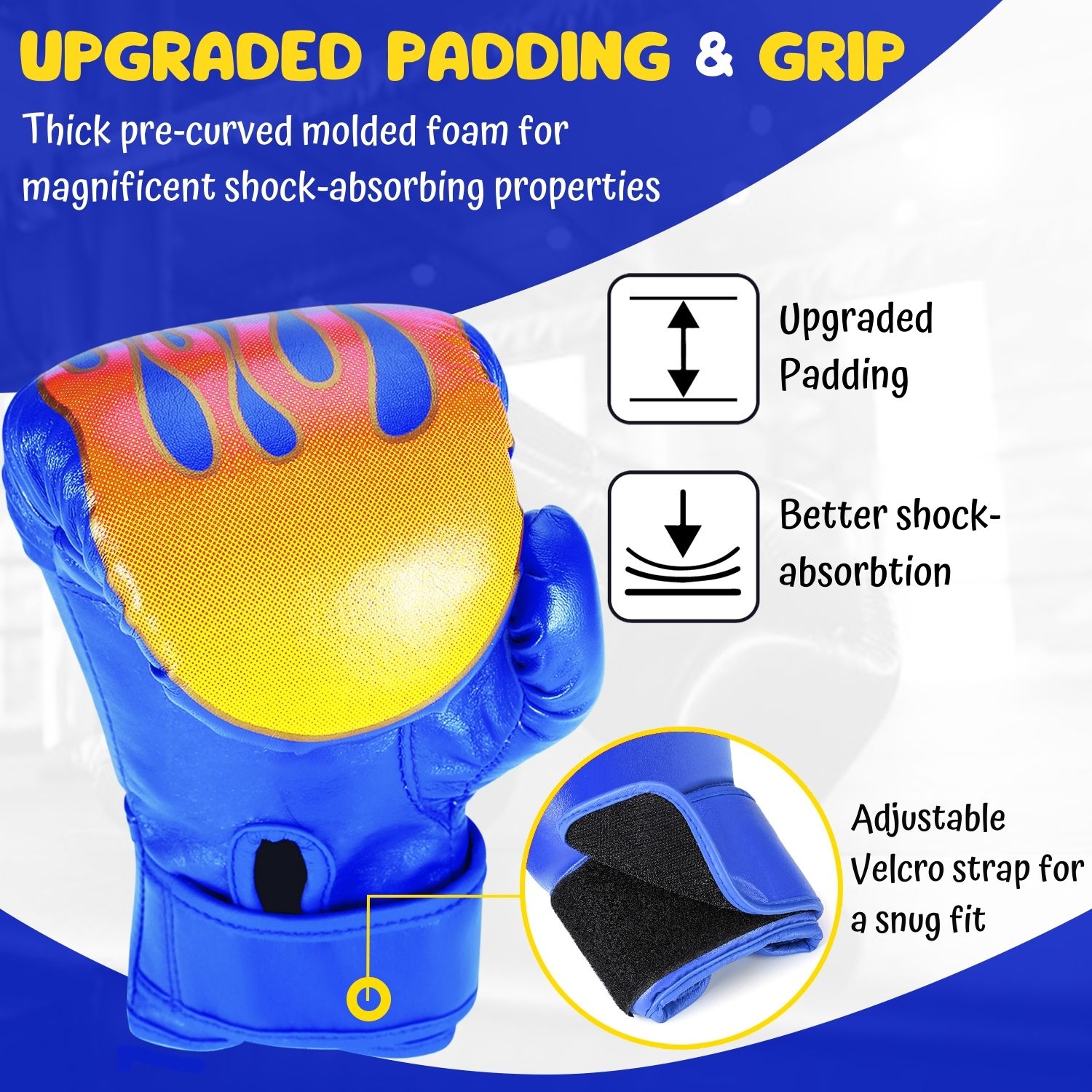 Kids Boxing Gloves For 3 to 8 Years, 4 oz Fire Blue Boxing Gloves for Children Sparring Youth Boxing Gloves Junior Training Mitts Punching Bag Gloves for KickBoxing, MMA, Muay Thai, Training