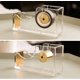 thumbnail image 3 of Dispensador de cinta acrílica transparente, cortador de cinta adhesiva, papelería de oficina, antideslizante, fácil de usar, 12x6,5x3,5 cm, 210 g, dorado, 1 unidad, 3 of 4