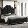 thumbnail image 2 of Queen Upholstered Platform Bed Frame with Diamond Tufted Headboard and Nailhead Trim, Modern Low Profile Black Bedroom Furniture, 2 of 6