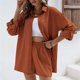 thumbnail image 1 of MKLEKYY Pijama Corto Para Mujer, Conjunto De Chándal Informal, Camisa De Manga Corta Con Botones, Pantalones Cortos Con Cordón Y Bolsillos, Conjunto De 2 Piezas, 1 of 4