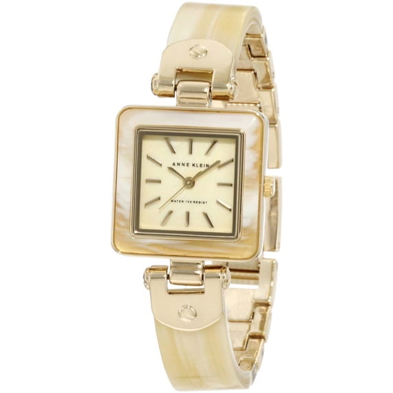 Anne Klein Women's 10-9940CMHN Horn Enamel Champagne MOP Dial Bangle Bracelet Watch