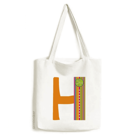 H Alphabet Orange Fruit Cute Pattern Tote Canvas Bag Shopping Satchel Casual Handbag