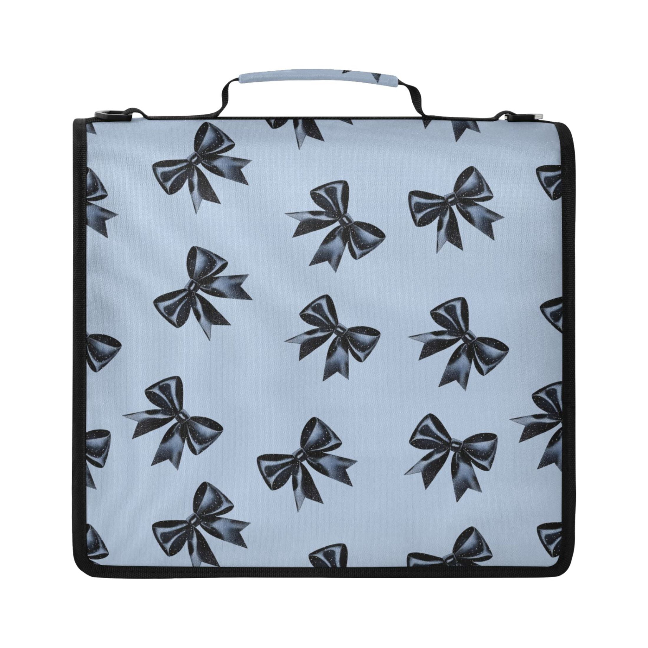 ALAZA Zipper Binder Glitter Bow Pattern 2 inch 3 Ring 500 Sheet Capacity Trapper Keeper File Folder Organizer Bag