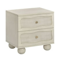 TOV Furniture Grappa Whitewashed Wood & Raffia Wavy Nightstand
