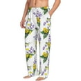 thumbnail image 2 of Uemuo Lavender Flowers Pattern Men's Wide Leg Palazzo Lounge Pants with Pockets Light Weight Loose Comfy Casual Pajama Pants-Large, 2 of 9