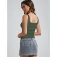 thumbnail image 4 of Women Double Lined Womens Tank Tops Y2K Going Out Crop Tops Slim Sleeveless Summer Square Neck Shirts  Green XS, 4 of 6