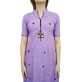 thumbnail image 1 of Atasi Ethnic Women's Purple Cotton Embroidery A-Line Straight Kurti Clothing-22, 1 of 5