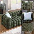 thumbnail image 4 of MOONMISS Boucle Upholstered 3 Seater Wood Frame Marshmallow Sofa with 2 Pillows-Olive, 4 of 5