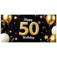 thumbnail image 6 of Black Background Glittery Golden Happy 50th Birthday Banner Balloons Crowns Cakes Stars Party Supplies Photography Props Birthday Decoration Decor Backdrop, 6 of 7