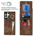 thumbnail image 2 of ELEHOLD for Samsung Galaxy S23 Ultra 6.8" Vintage Leather Wallet Case,Practical Card Holders RFID Blocking Zipper Wallet Kickstand Ring Holder Shockproof Anti-Scratch Case for Women Men,Brown, 2 of 8