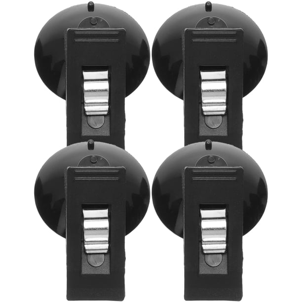 BRIGHTFUFU 4 pinzas de succión multifuncionales para cortinas, soportes para bolsas, clips de almacenamiento para coche (negro)