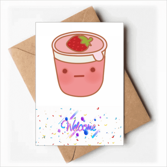 Expression Faciale Fraise Glace Bienvenue Retour Cartes de Voeux Enveloppes Vierges