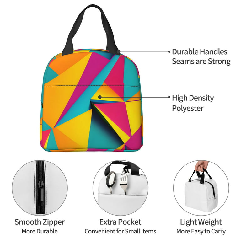 ZICANCN Insulated Lunch Bag for Women Men, Abstract Geometric Modern Shapes  Reusable Cute Lunch Bags for Picnic School Work Office