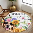 thumbnail image 2 of Round Rugs 5Ft, Spring Dog Round Area Rug Washable Indoor Throw Carpet, Vintage Watercolor Botanical Floral Sunflower Soft Non Slip Circle Rug for Cabinet Bathroom Home Decor Aesthetic, 2 of 8