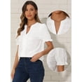thumbnail image 2 of DARING DIVA Women's Eyelet Top V Neck Short Puff Sleeve Cotton Blouses L White, 2 of 6