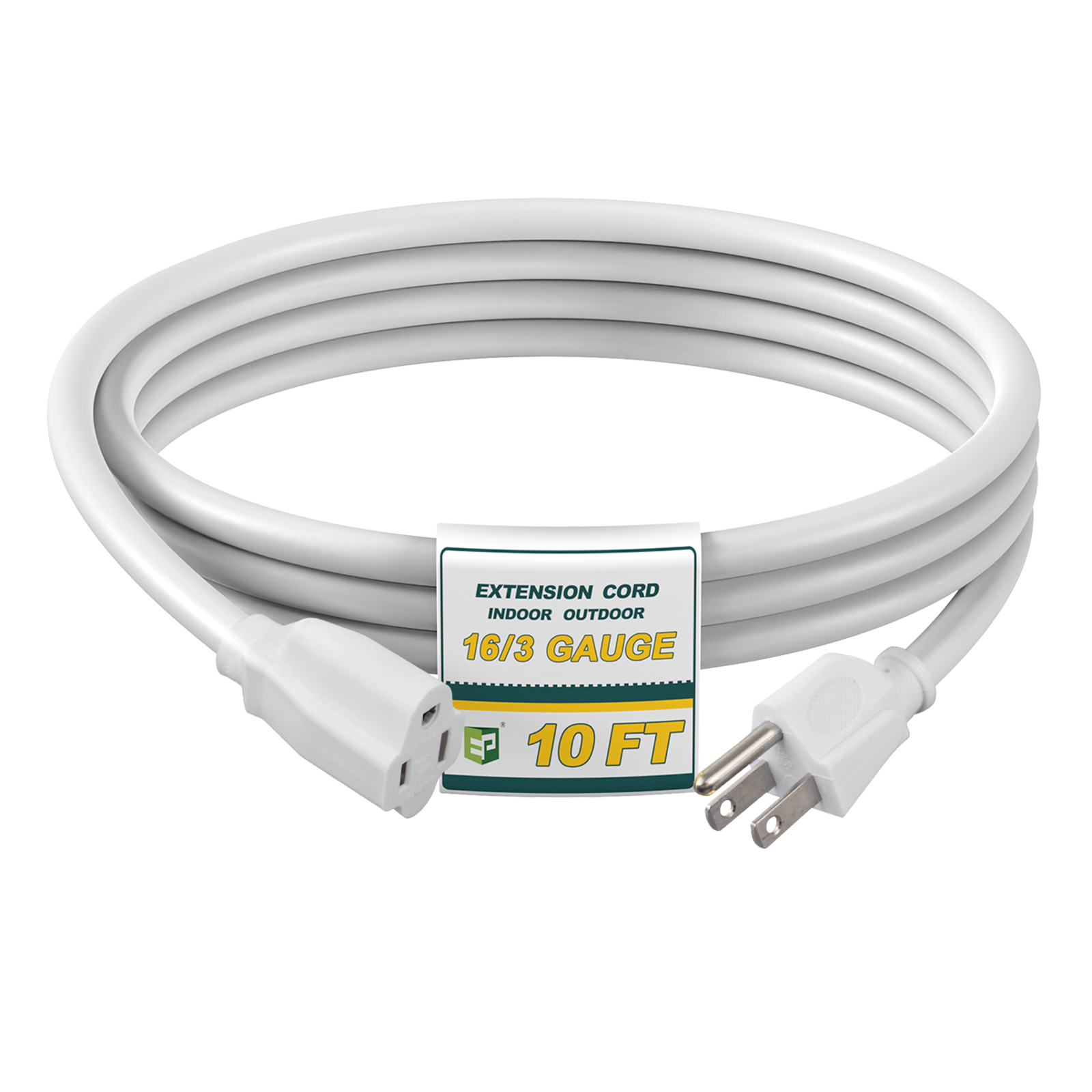 EP 10 Ft 16/3 SJTW White Outdoor/Indoor Extension Cord