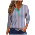thumbnail image 1 of GYUJNB 3/4 Length Sleeve Womens Tops Button Down Summer Henley Neck T Shirts Plus Size Blouses, 1 of 5