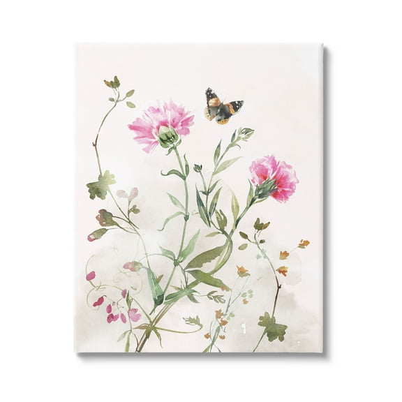 Stupell Industries Fluttering Butterfly Garden Blooms Graphic Art Gallery Wrapped Canvas Print Wall Art, Design by Nina Blue