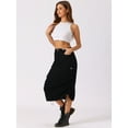 thumbnail image 4 of DARING DIVA Women's Y2K Adjustable Casual A-Line Midi Jean Skirt L Black, 4 of 5