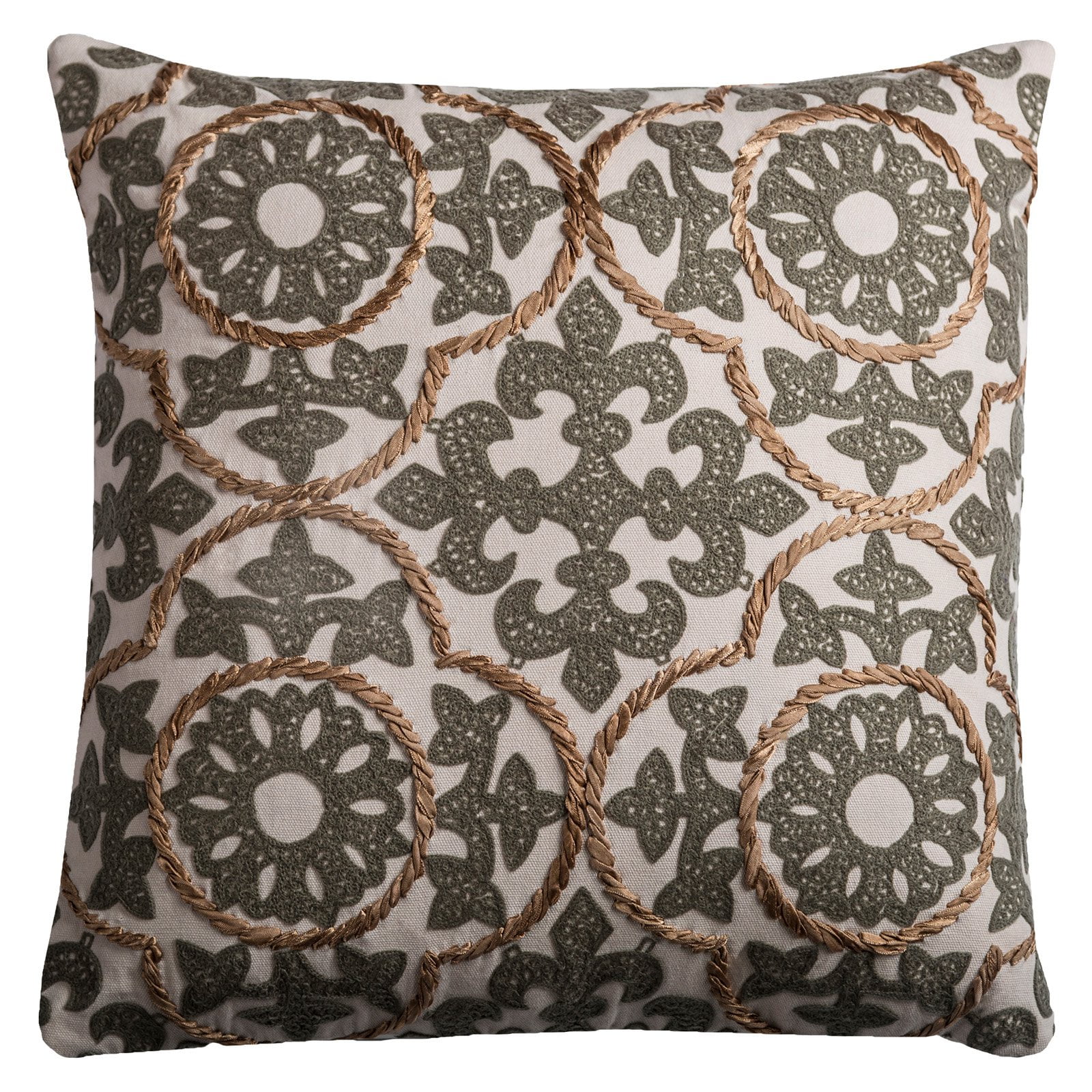 Rizzy Home Decorative Poly Filled Throw Pillow Medallions 18"X18" Grey