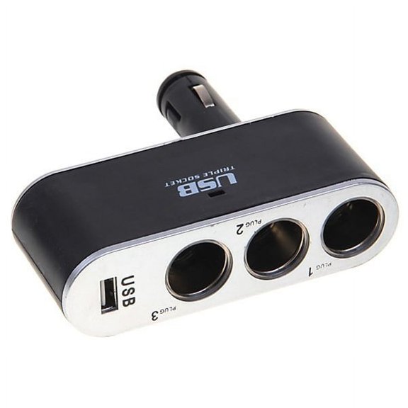 Car Charger Lighter Socket Splitter 3-Port Adapter with USB Port Plug-in Black Power Strip Multi Outlet for  T-Mobile Samsung Galaxy S6 Edge  - Sprint Samsung Galaxy S6 Edge 