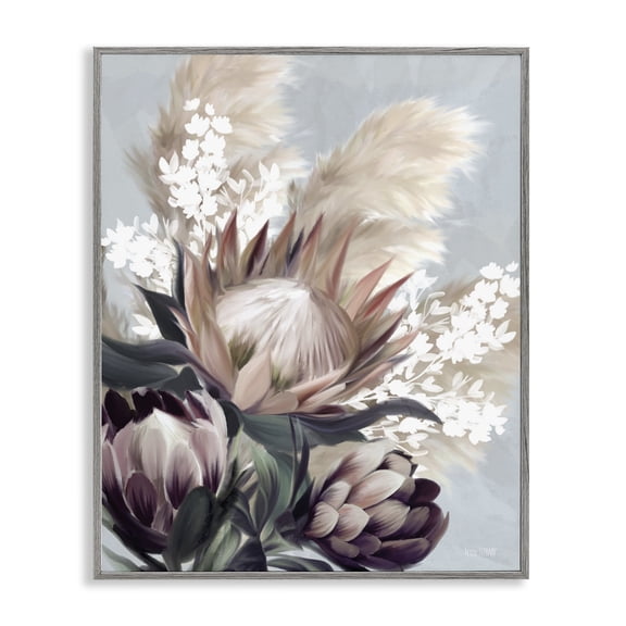 Stupell Industries Contemporary Close Up Country Plants Gray Framed Giclee Art, 24 x 30, by House Fenway
