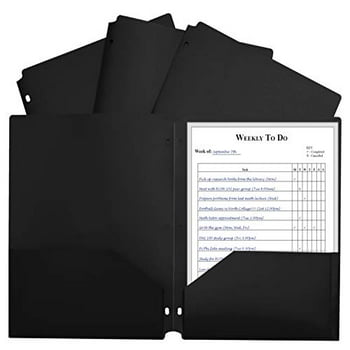 C-Line, CLI33931, 2-pocket Heavyweight Poly Portfolio Pocket, 25 / Box, Black
