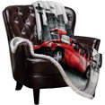 Red Bus London Street Scenery Home Decor Lamb Bed Blanket Sofa Winter