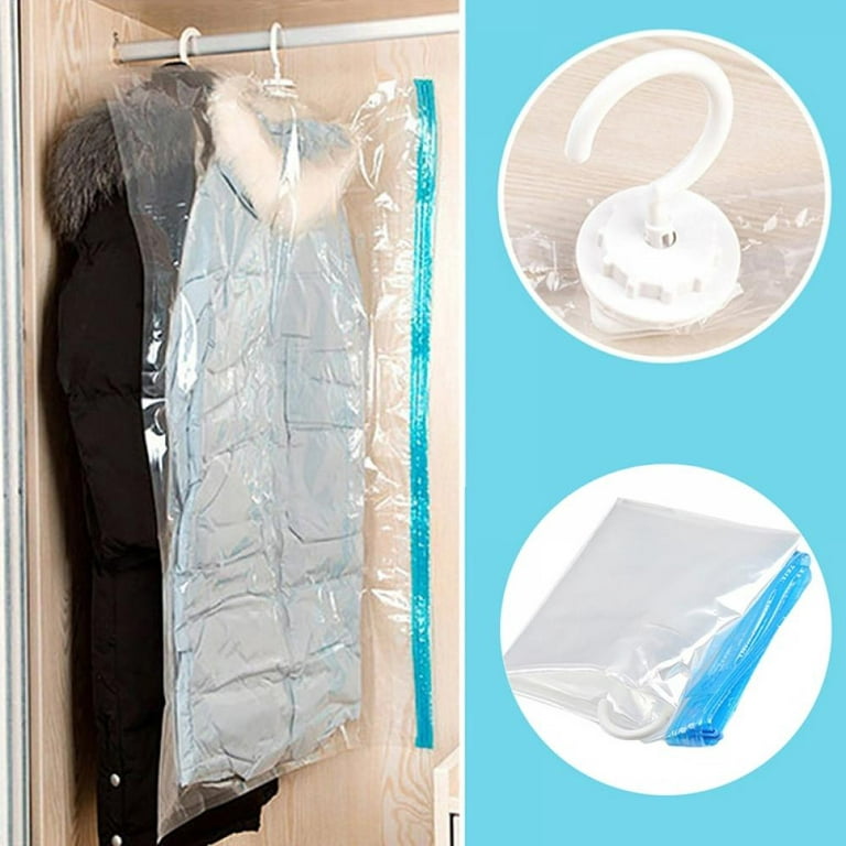 TAILI Hanging Vacuum Storage Bags Space Saver Bags for Clothes, 4 Long  Vacuum Seal Bag for Suits, Coats or Jackets, Closet Organizer and Storage,  Blue