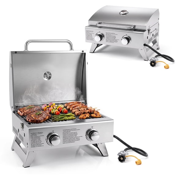 Costway 20,000 BTU Stainless Steel Propane Grill for Outdoor Camping Picnics Tailgating Sliver