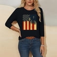 thumbnail image 4 of Wo-Fusoul T-Shirt pour Femmes, Haut à Col Rond Imprimé à Manches Trois Quarts, Chemise Décontractée à Manches 3/4, 4 of 6