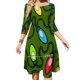 thumbnail image 1 of Patrón de luces de hadas de Navidad, dulce y elegante vestido para mujer, patrón de vestido de cuello cuadrado kawaii coreano, luces de Navidad rojas claras, 1 of 6
