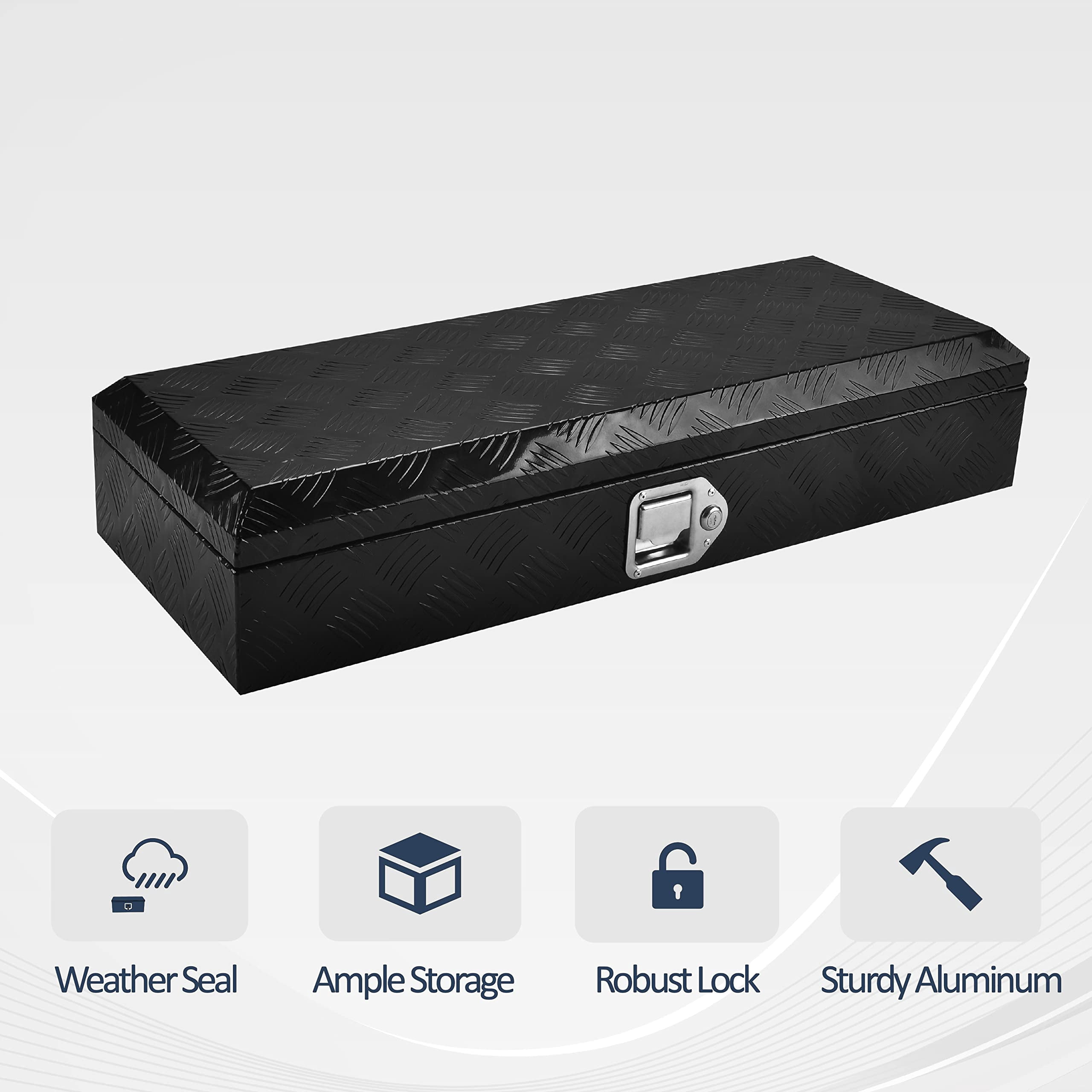 BATONECO 34.5 Inch Aluminum Trailer Tool Box Truck Bed Pickup Toolbox for Truck Black