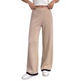 thumbnail image 2 of Kttectoa Women's Pants Knitted High Waist Straight Leg Pants Fashionable Contrasting Hem Loose Casual Lounge, 2 of 5