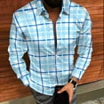 thumbnail image 4 of BiZtdJrK Plaid Button Down Dress Shirt for Men Long Sleeve Checkered Shirts Casual Lapel Plaid Work Tops Christmas Gifts, Sky Blue, L, 4 of 9
