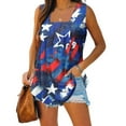 thumbnail image 2 of Wlylongift Summer Tops for Women Sleeveless Square Neck American Flag Girs T shirt Loose Fit Casual Tank Tunic Blouse, 2 of 5