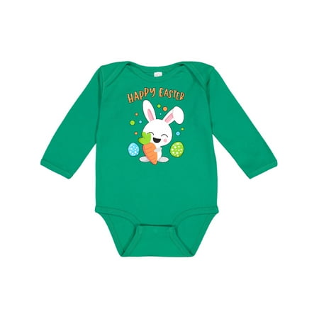 

Inktastic Happy Easter Bunny with Eggs and Carrot Gift Baby Boy or Baby Girl Long Sleeve Bodysuit