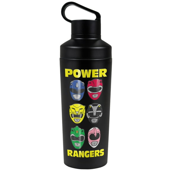 Power Rangers Official Ranger Heads 18 oz Insulated Water Bottle, Leak Resistant, Vacuum Insulated Stainless Steel with 2-in-1 Loop Cap