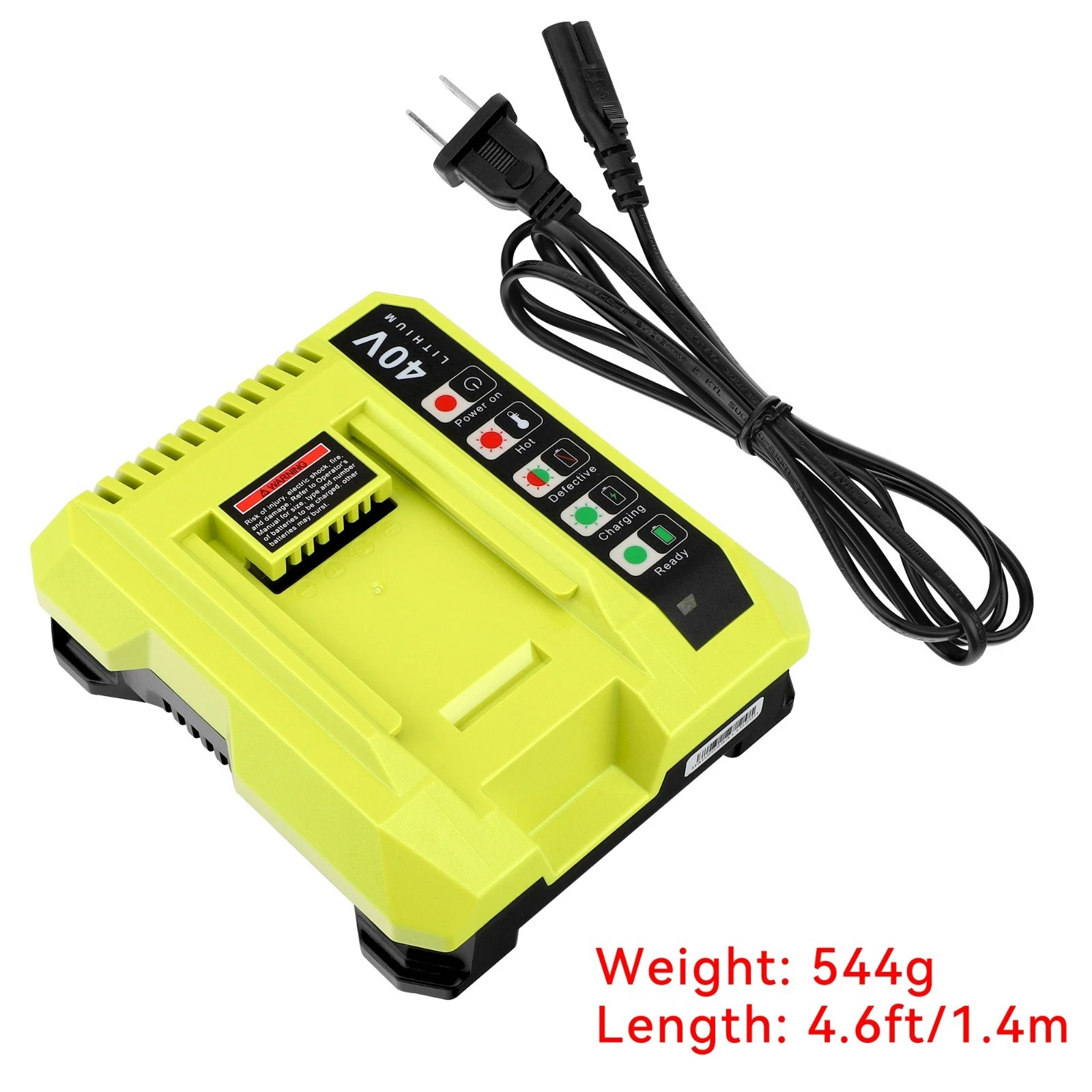 40V Fast Charger Compatible with Ryobi 40V Battery OP4040 OP4050 OP4060 OP4075 OP40261 OP40601 OP40602 OP40401 OP40301 OP40204 OP40201 OP4015 Compatible with Ryobi 40Volt Battery Charger OP401 OP406A